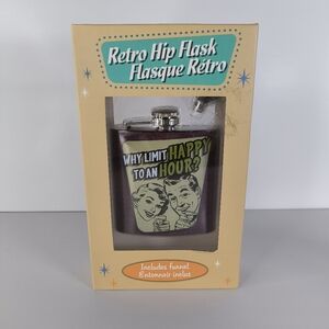 NWT Marks Calgary Retro 50s Style Comic Graphic Funnel Hip Flask 6oz